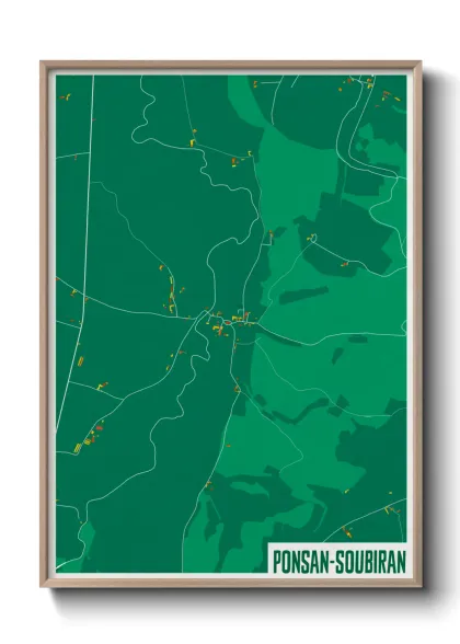 Une affiche de carte sur Ponsan-Soubiran