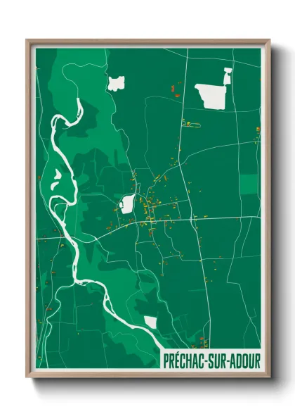 Une affiche de carte sur Préchac-sur-Adour