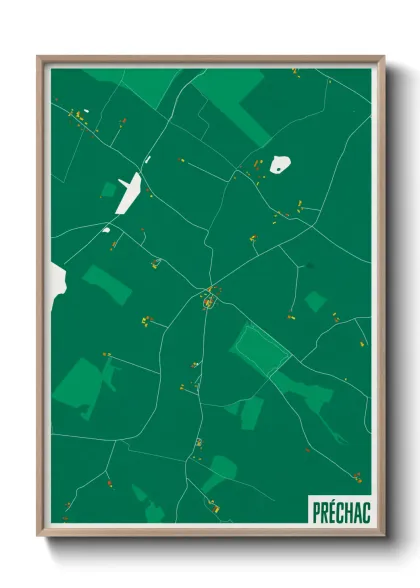Une affiche de carte sur Préchac