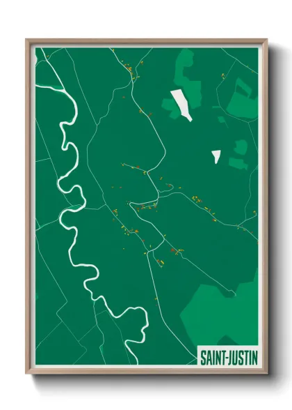 Une affiche de carte sur Saint-Justin