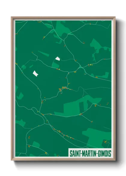 Une affiche de carte sur Saint-Martin-Gimois