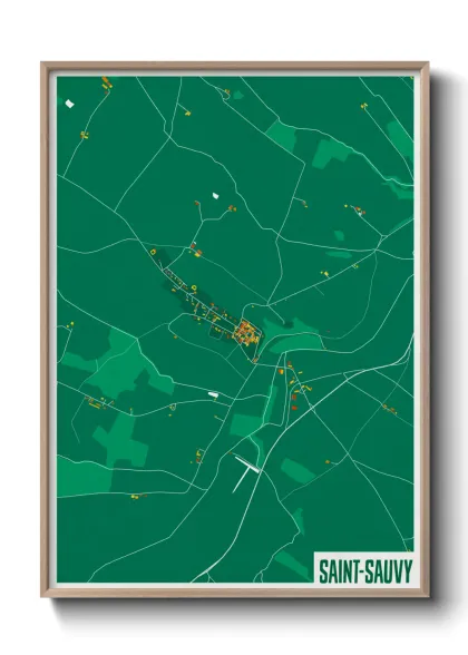 Une affiche de carte sur Saint-Sauvy