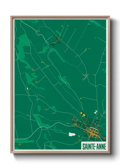Une affiche de carte sur Sainte-Anne