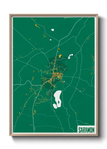 Une affiche de carte sur Saramon