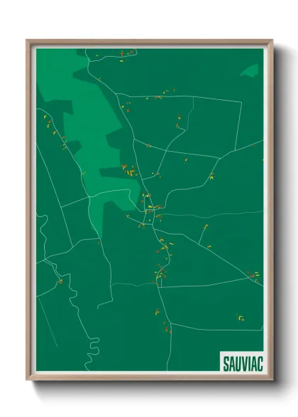 Une affiche de carte sur Sauviac