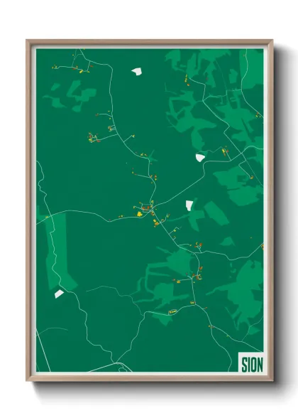 Une affiche de carte sur Sion