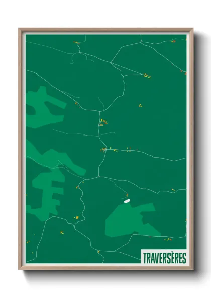 Une affiche de carte sur Traversères