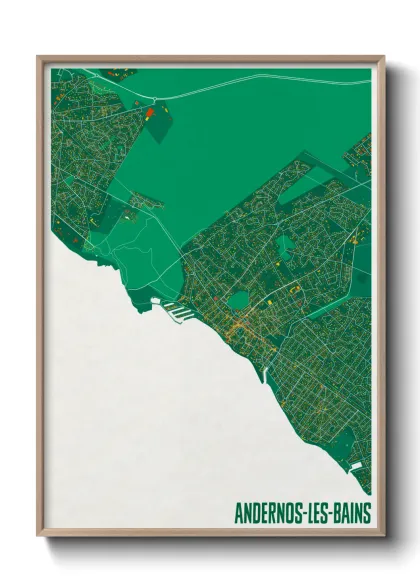 Une affiche de carte sur Andernos-les-Bains