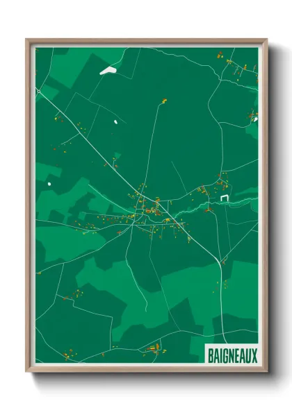 Une affiche de carte sur Baigneaux