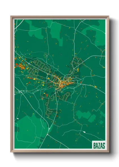Une affiche de carte sur Bazas