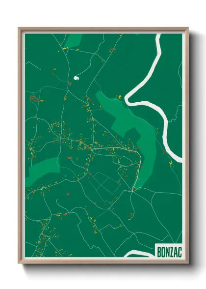Une affiche de carte sur Bonzac
