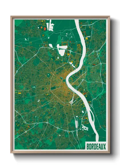 Une affiche de carte sur Bordeaux