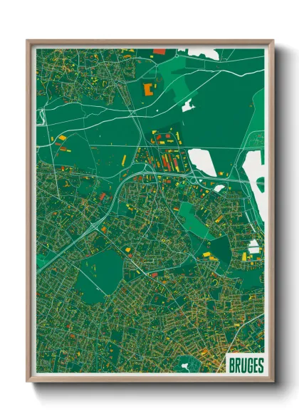 Une affiche de carte sur Bruges