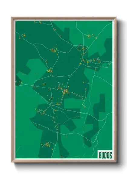 Une affiche de carte sur Budos