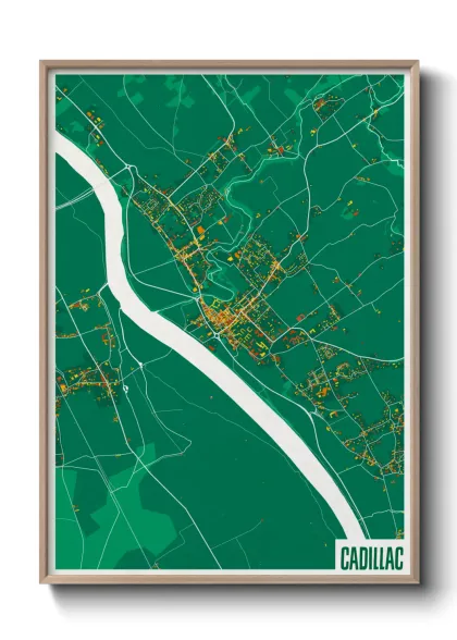 Une affiche de carte sur Cadillac