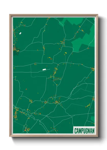 Une affiche de carte sur Campugnan