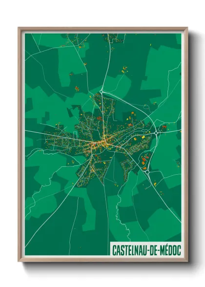 Une affiche de carte sur Castelnau-de-Médoc