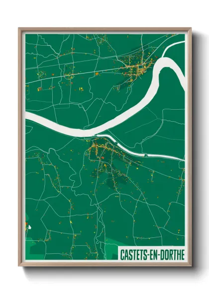Une affiche de carte sur Castets-en-Dorthe