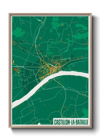Une affiche de carte sur Castillon-la-Bataille