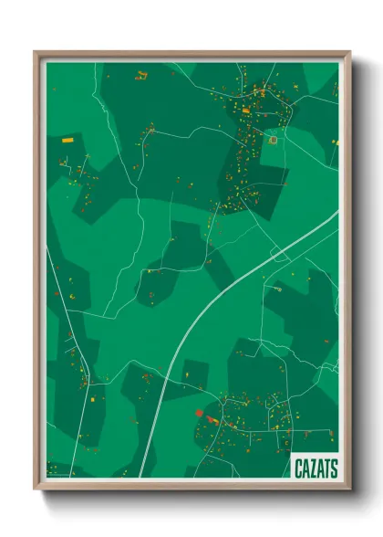 Une affiche de carte sur Cazats