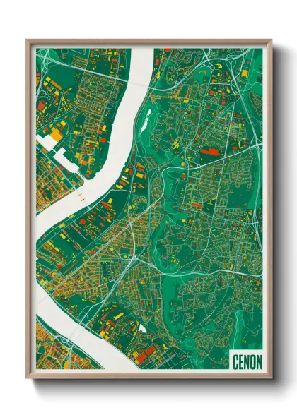 Une affiche de carte sur Cenon