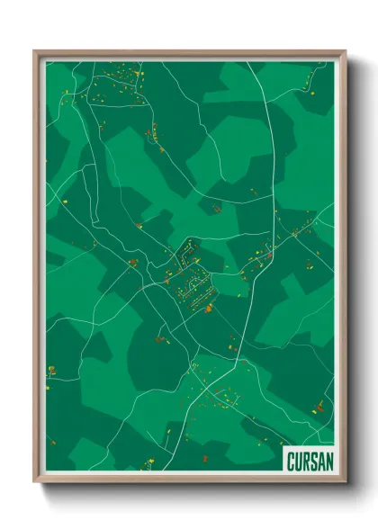 Une affiche de carte sur Cursan
