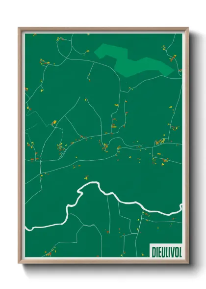 Une affiche de carte sur Dieulivol