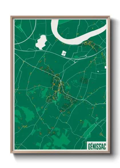 Une affiche de carte sur Génissac