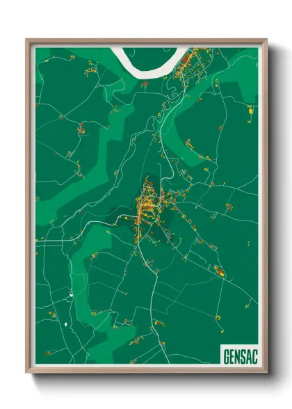 Une affiche de carte sur Gensac