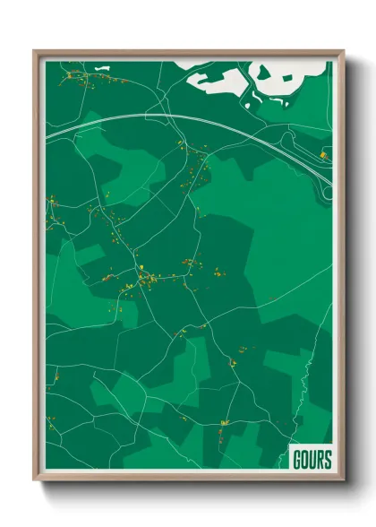 Une affiche de carte sur Gours