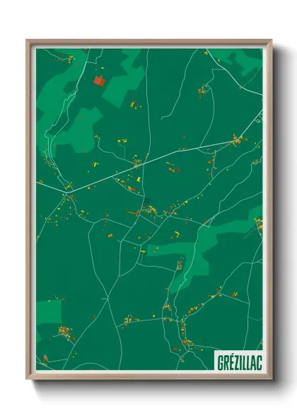 Une affiche de carte sur Grézillac
