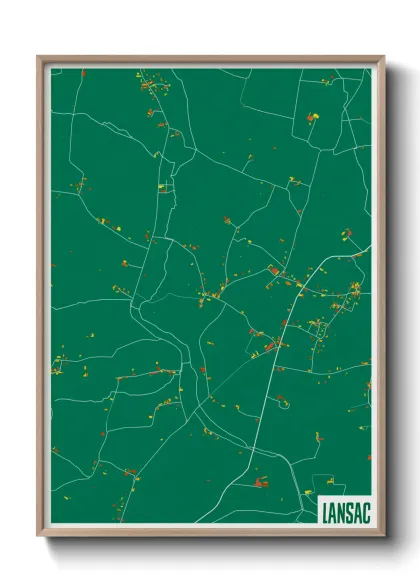 Une affiche de carte sur Lansac