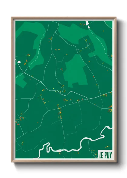 Une affiche de carte sur Le Puy
