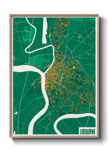 Une affiche de carte sur Libourne