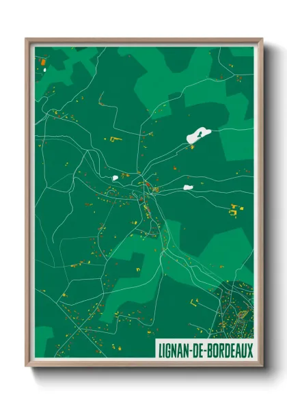 Une affiche de carte sur Lignan-de-Bordeaux
