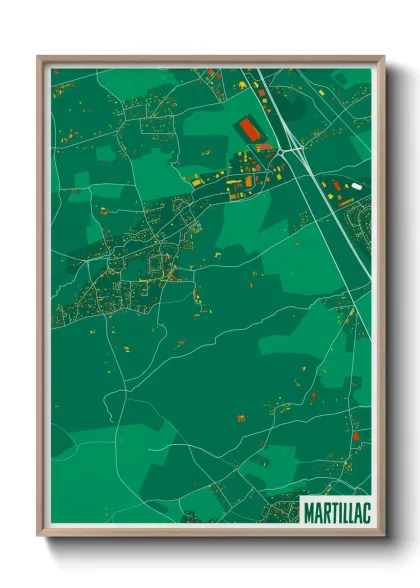 Une affiche de carte sur Martillac