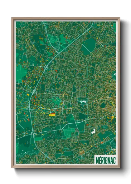 Une affiche de carte sur Mérignac