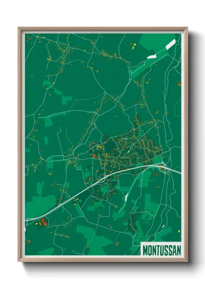 Une affiche de carte sur Montussan