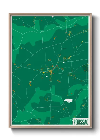 Une affiche de carte sur Périssac