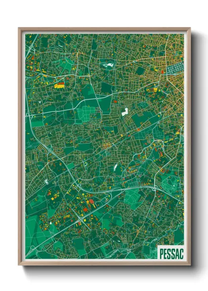 Une affiche de carte sur Pessac