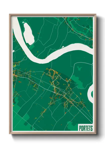 Une affiche de carte sur Portets