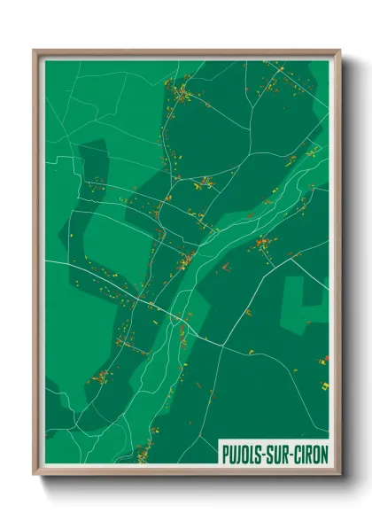 Une affiche de carte sur Pujols-sur-Ciron