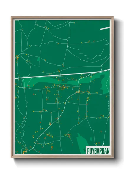 Une affiche de carte sur Puybarban