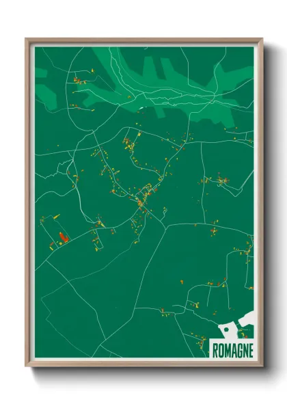 Une affiche de carte sur Romagne