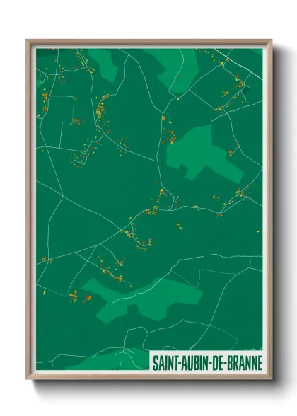 Une affiche de carte sur Saint-Aubin-de-Branne