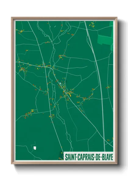 Une affiche de carte sur Saint-Caprais-de-Blaye