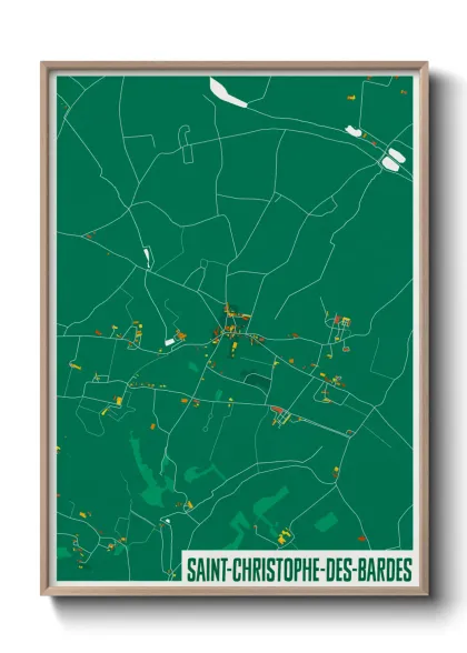 Une affiche de carte sur Saint-Christophe-des-Bardes
