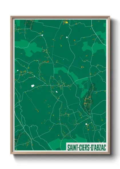 Une affiche de carte sur Saint-Ciers-d'Abzac