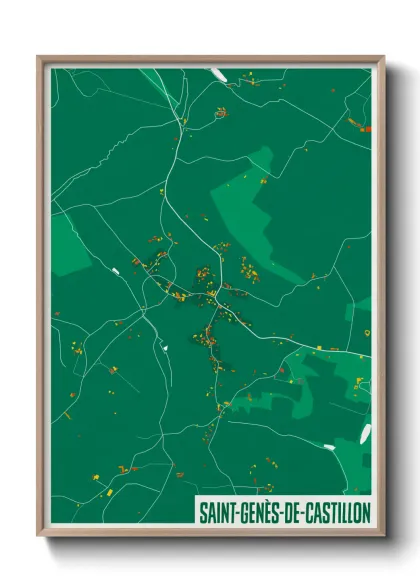 Une affiche de carte sur Saint-Genès-de-Castillon