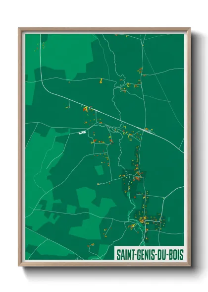 Une affiche de carte sur Saint-Genis-du-Bois